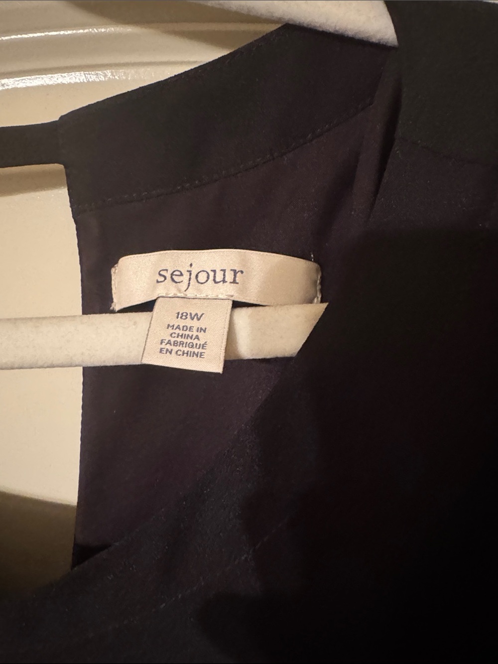 Sejour Black Midi Shift Dress with Back Neck Strap Detail - Picture 2 of 5